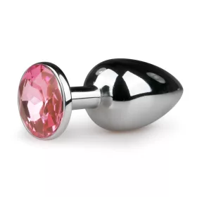   Easytoys Metal No.1 - pink köves kúp anál plug - ezüst (2,7cm)