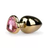 Easytoys Metal No.8 - anál plug szíves talppal - arany-pink (3,5cm)