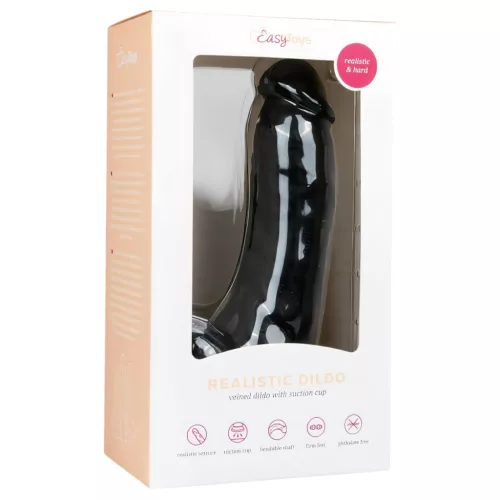 Easytoys - tapadókorongos, herés dildó (20cm) - fekete