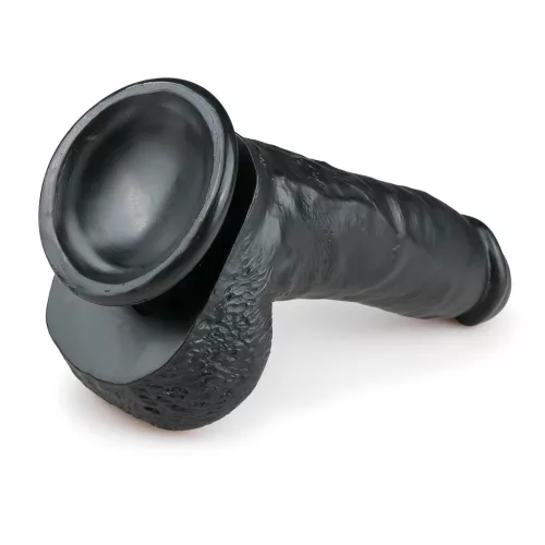 Easytoys - tapadókorongos, herés dildó (20cm) - fekete