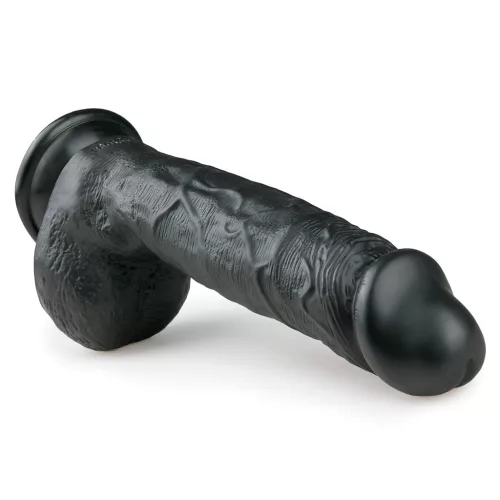 Easytoys - tapadókorongos, herés dildó (22,5cm) - fekete