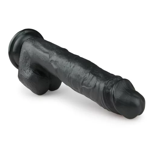Easytoys - tapadókorongos, herés nagy dildó (26,5cm) - fekete