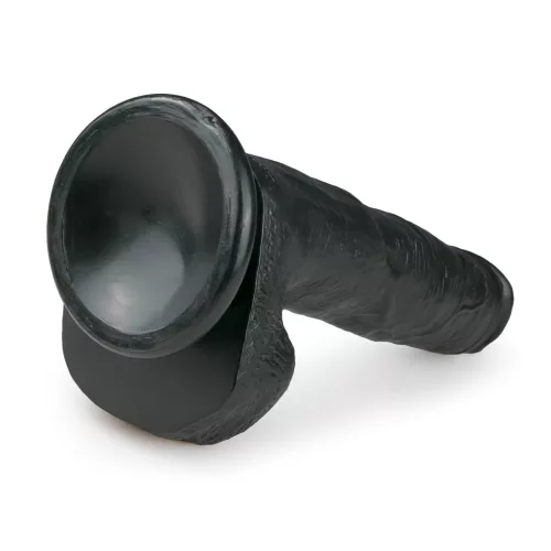 Easytoys - tapadókorongos, herés nagy dildó (26,5cm) - fekete