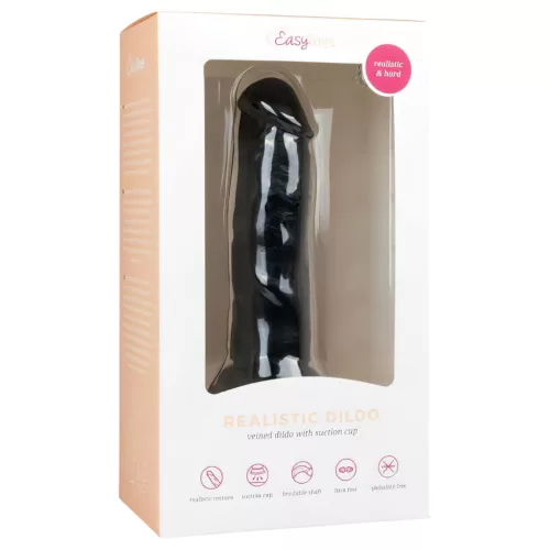 Easytoys - tapadókorongos élethű dildó (15,5cm) - fekete