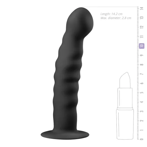 Easytoys Ribbed - tapadókorongos anál dildó (14cm) - fekete