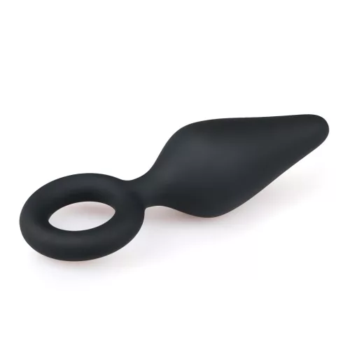 Easytoys Pointy Plug - gyűrűs anál plug - közepes (fekete)