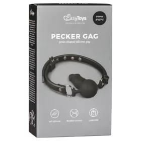 Easytoys - szájpecek belső dildóval (fekete)