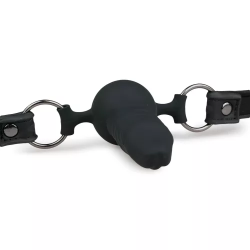 Easytoys - szájpecek belső dildóval (fekete)