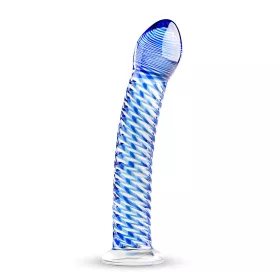 Gildo Glass No. 5 - spirál üveg dildó (átlátszó-kék)