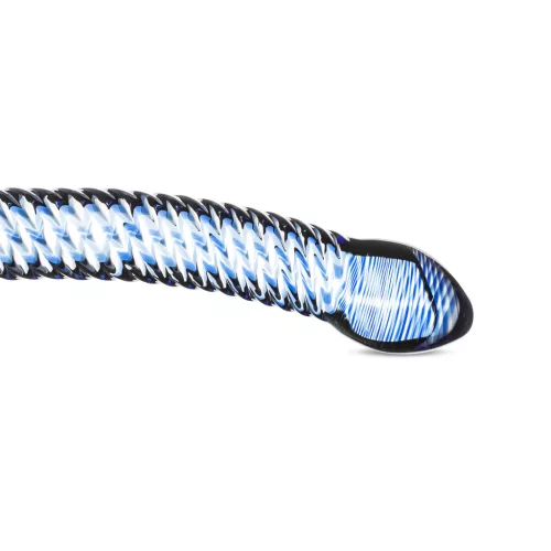 Gildo Glass No. 5 - spirál üveg dildó (átlátszó-kék)