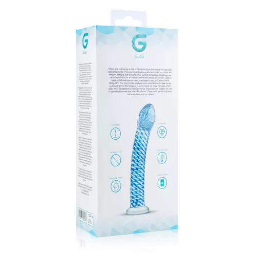 Gildo Glass No. 5 - spirál üveg dildó (átlátszó-kék)