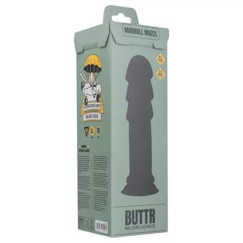 BUTTR Madbull Muzzl - tapadókorongos dildó (fekete)