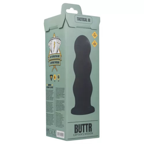 BUTTR Tactical III - tapadókorongos dildó (fekete)