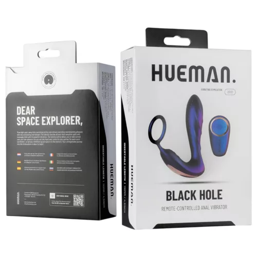 Hueman Black Hole - rádiós anál vibrátor péniszgyűrűvel (lila)