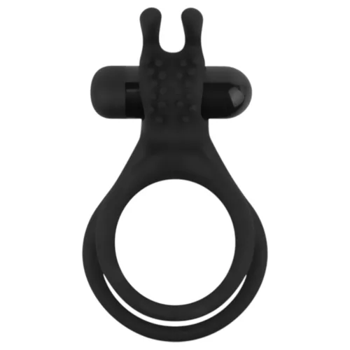 Easytoys Share Ring - vibrációs pénisz- és heregyűrű (fekete)