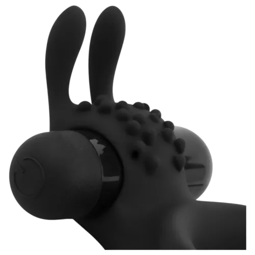 Easytoys Share Ring - vibrációs pénisz- és heregyűrű (fekete)