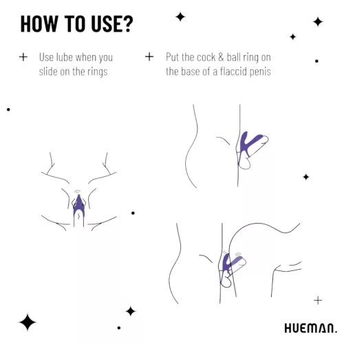 Hueman Infinity Ignite - vibrációs pénisz- és heregyűrű (lila)