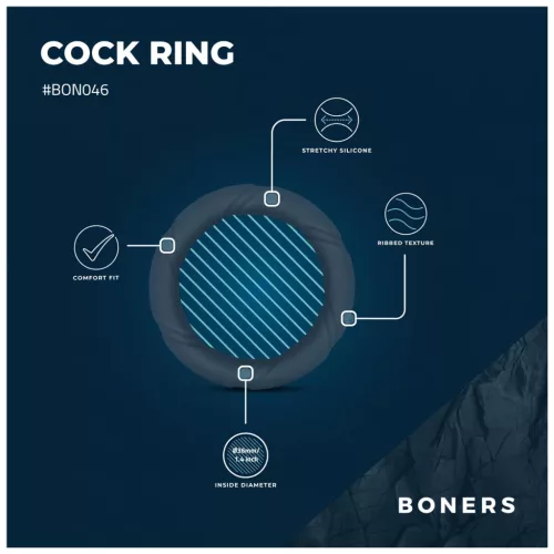 Boners Ergo - szilikon péniszgyűrű (szürke)