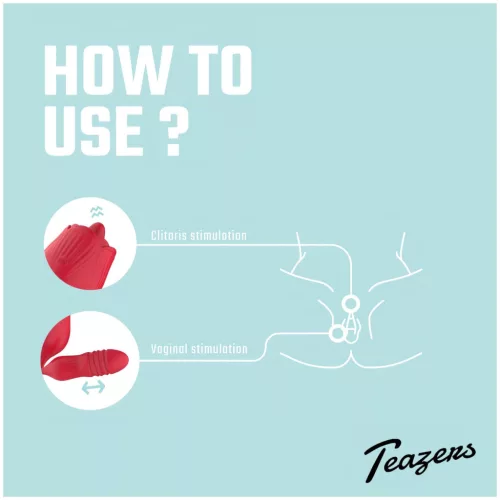 Teazers Rose - lökő vibrátor nyelves csiklóizgatóval (piros)