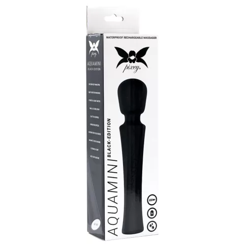 Pixey Aquamini - mini wand vibrátor (fekete)