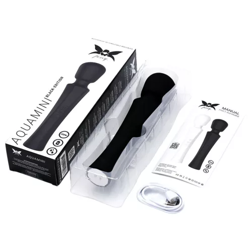 Pixey Aquamini - mini wand vibrátor (fekete)