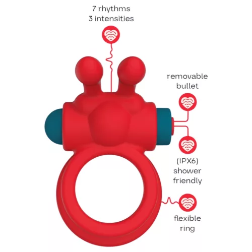 Dreamtoys Love Signal - vibráló péniszgyűrű (piros)