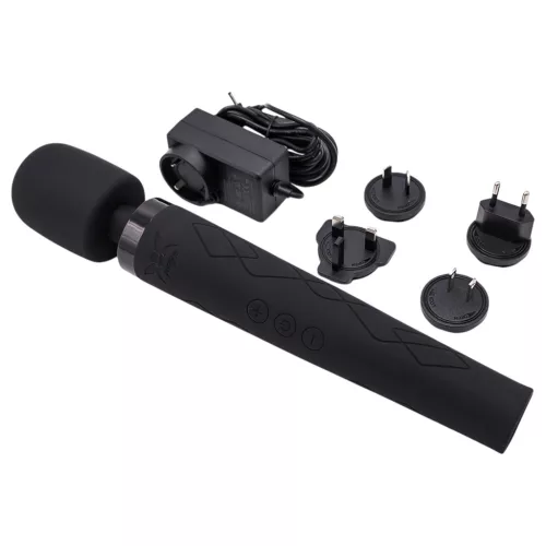 Wand vibrátor Pixey Deluxe Black Velvet M – 4 fokozat, fekete