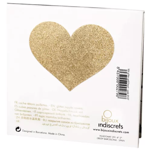 Bijoux Indiscrets Flash - csillogó szív mellbimbómatrica (arany)
