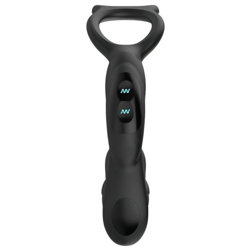 Nexus Simul8 - vibrációs péniszgyűrű anál dildóval (fekete) 