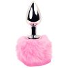 / FEELZTOYS - fém anál plug nyuszifarokkal (ezüst-pink)